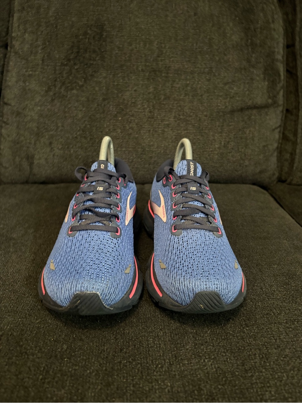 Brooks Ghost 15 Running Shoes Sneakers Womens Size 7.5 Blue Pink Gym Shoes - Picture 2 of 7